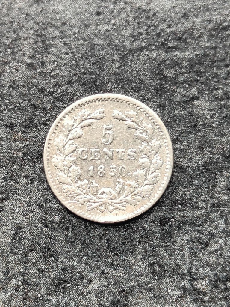 5 cents 1850r. Holandia srebro Wilhelm III ładne