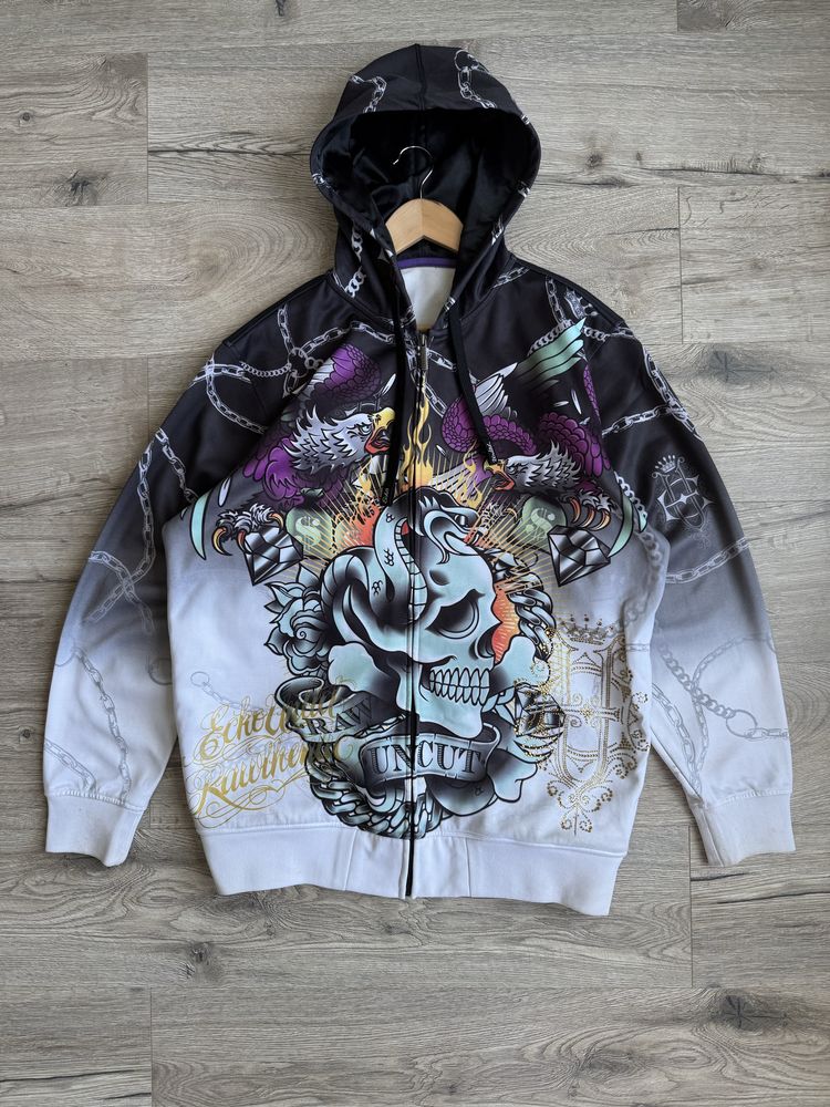 Зіп худі ecko unltd skull ed hardy look чоловіча розмір XL