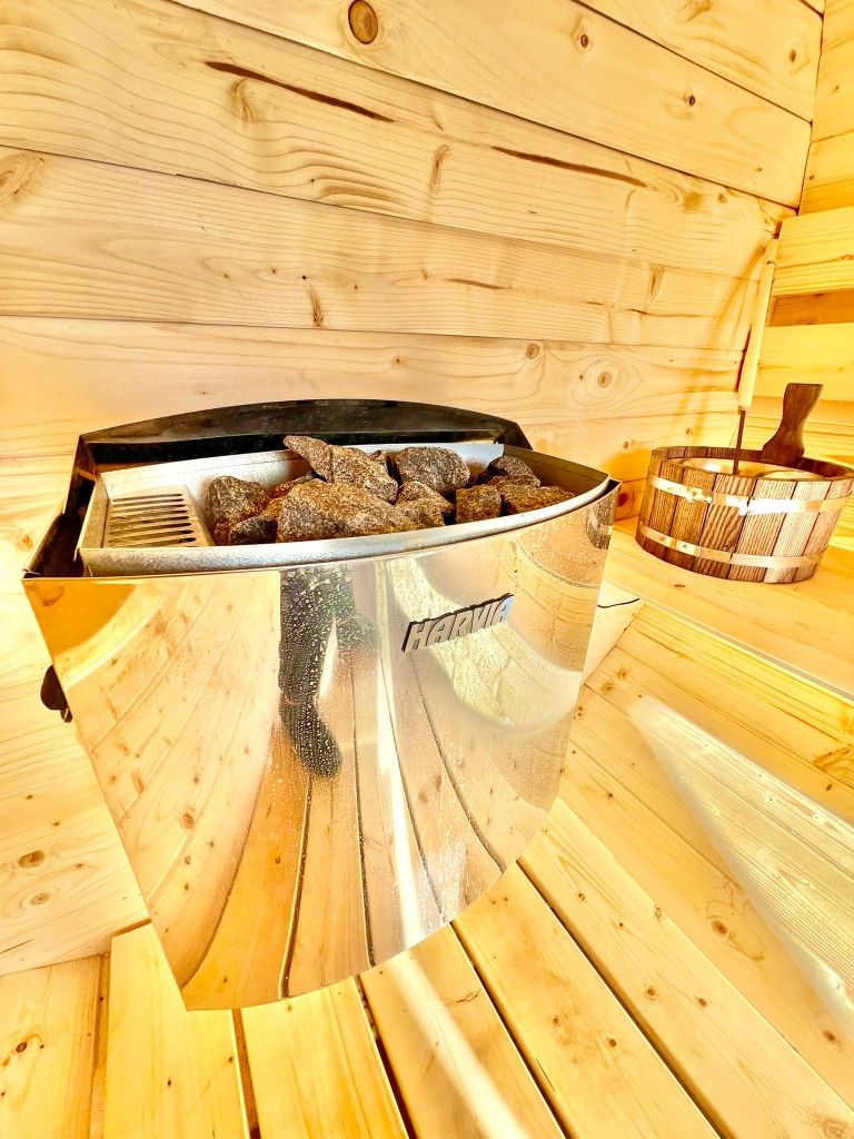 Sauna PREMIUM 350 z przedsionkiem, podświetleniem i piecem