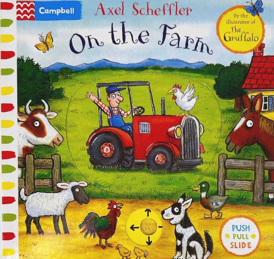 NOWA	On the Farm Push Pull Slide książka kartonowa 	Axel Scheffler