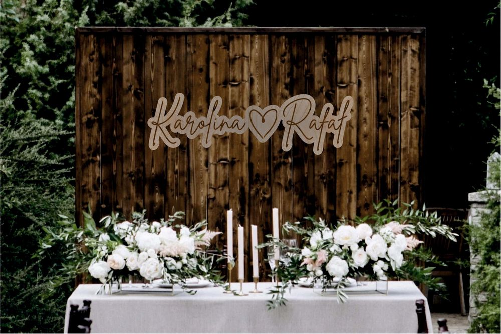 Napis 3D imiona na ściankę wesele boho rustykalne ślub