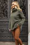 Sweter z golfem - khaki One size