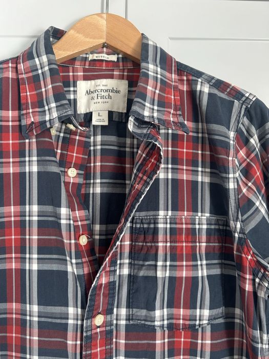 Koszula męska Abercrombie & Fitch w kratę taliowana slim fit