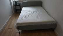 Cama de casal cinzenta SLATTUM IKEA