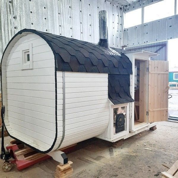 Квадро-Баня 500 х 220 см, 2 отделения, белая, козырёк над входом,.