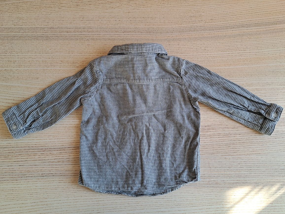 Koszula h&m 86 80 92 pepitka wzór długi rękaw szara elegancka wizytowa
