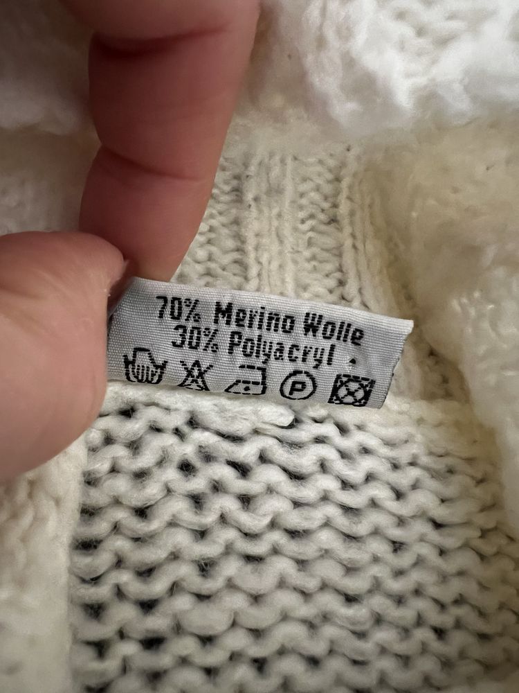 Sweter damski Fabiani XL z wełny merynosów – Ecru