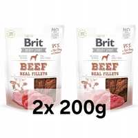 Brit 2x 200g + Gratis, Meaty Jerky Protein Beef 400g Przysmak Treserki