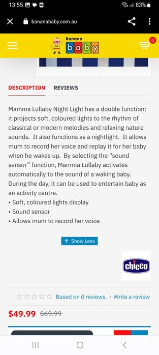 Brinquedo Chicco 3 em 1 Lullaby, Night, Light (0-36meses)