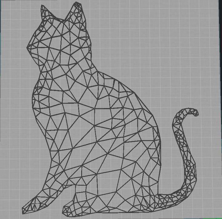 Rzeźba geometryczna kota wykonana w technologii druku 3D 215x175 mm