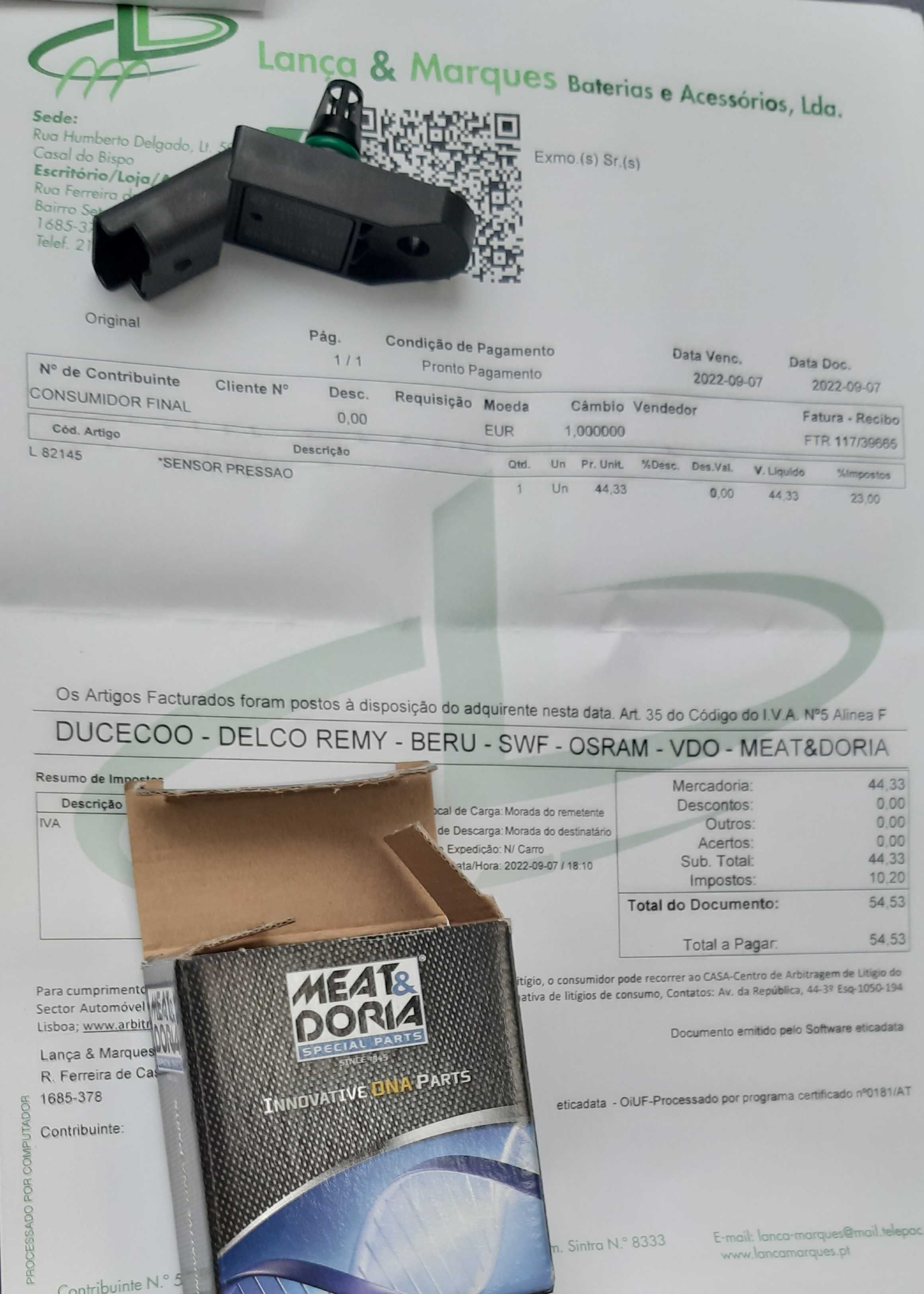 Sensor pressão  citroen c3