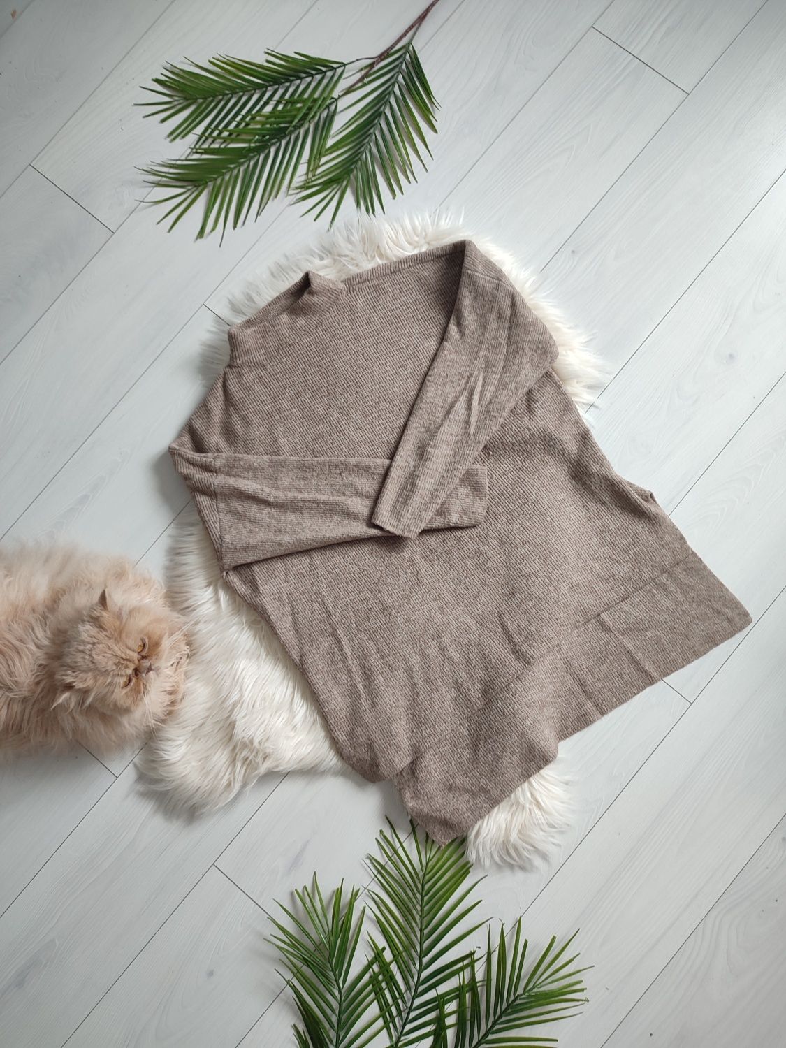 Mohito sweter mysi brązowy z golfem oversize rozmiar 36 S