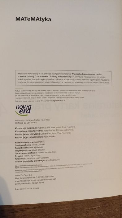 Matematyka, maturalne karty pracy 1,2,3,4, nowa era