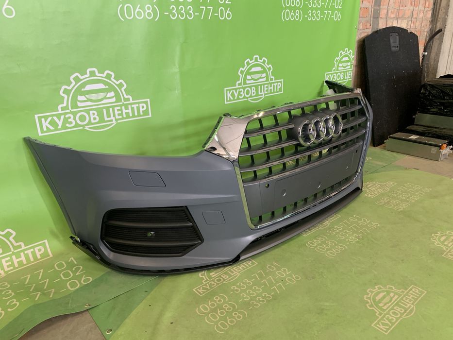 Комплект бампер передній + фари Audi Q3 8u 2014-2018 фара В НАЯВНОСТІ!