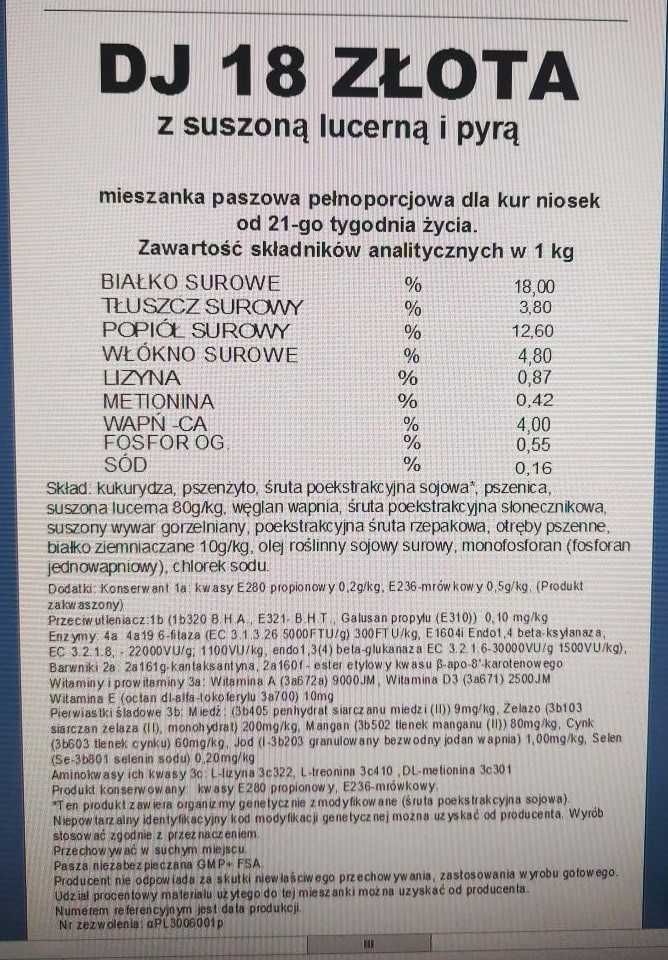 pasza z lucerną i pyrą jesienno -zimowa