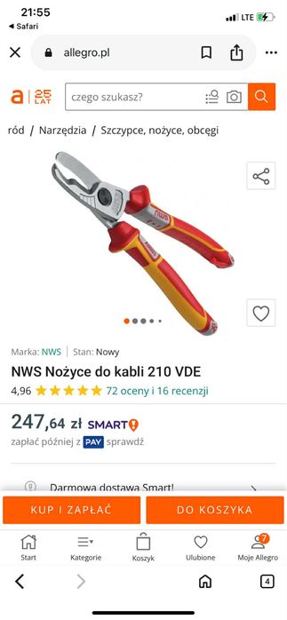 Nws nożyce do kabli 210 VDE