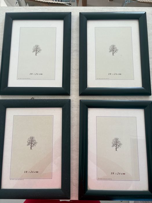 Drewniane ramki ze szklana szybą vintage 4 szt.