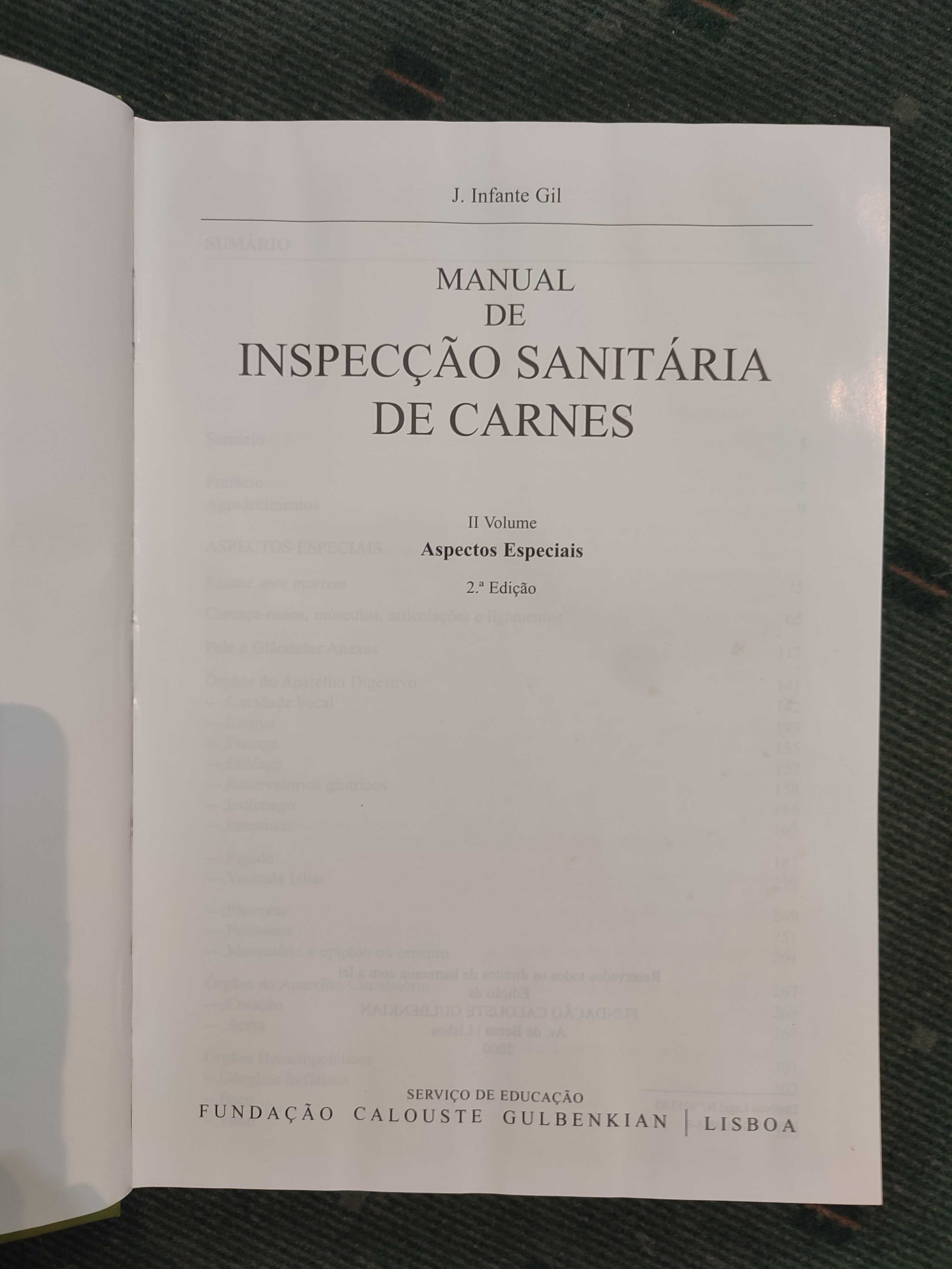 Manual de Inspecção Sanitária de Carnes - II Volume - J. Infante Gil