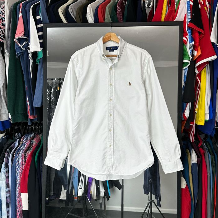 Белая плотная рубашка Polo Ralph Lauren c цветным лого размер М