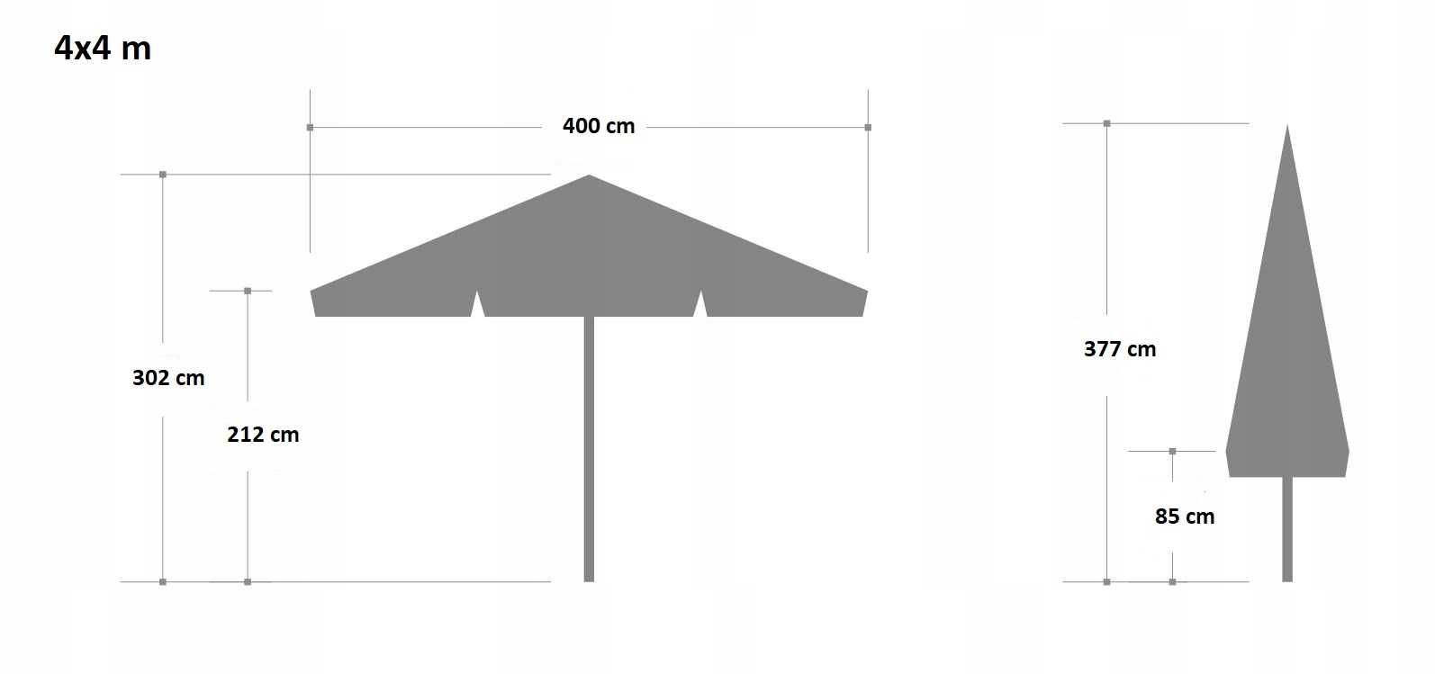 Parasol 4x4 ogrodowy restauracyjny PREMIUM z podstawą