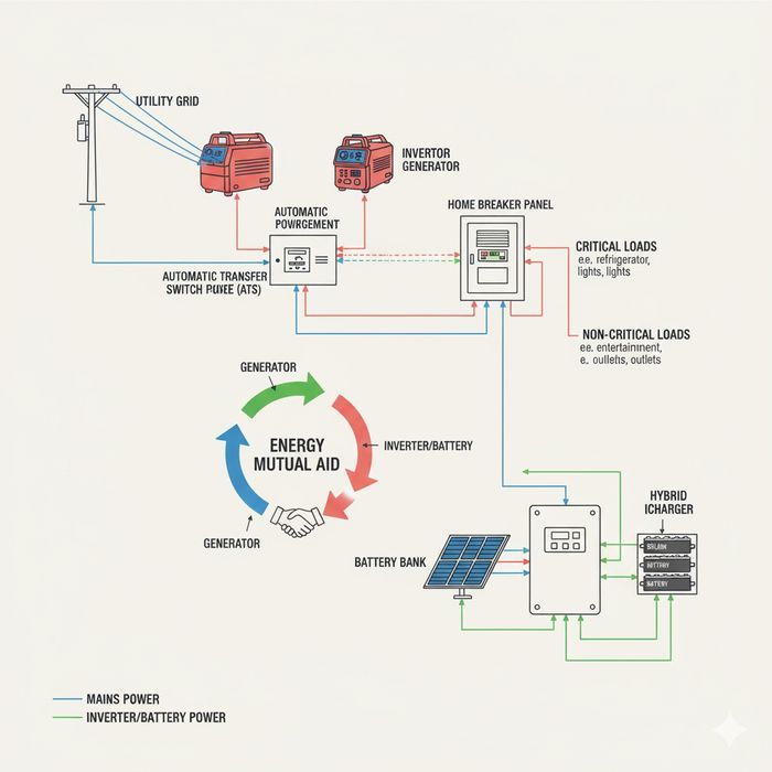 Подключение бесперебойного  питания, генераторы инверторы