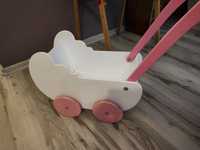 Wózek i kołyska drewniane dla lalki