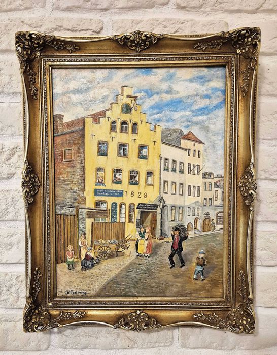 Obraz olej na płótnie Köln 1928 Straßburgergasse W. Fussbroich