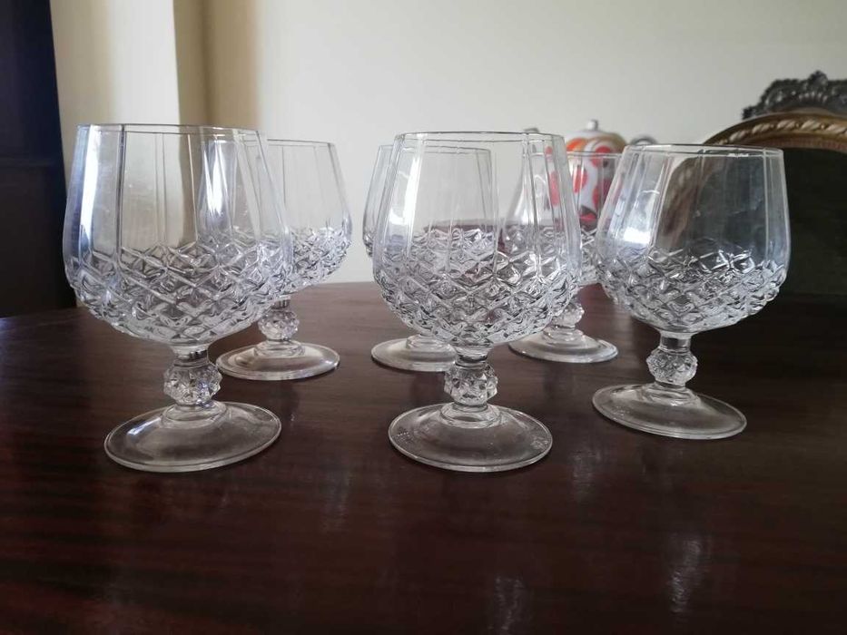 Conjunto de 6 copos de conhaque em Cristal d'Arques