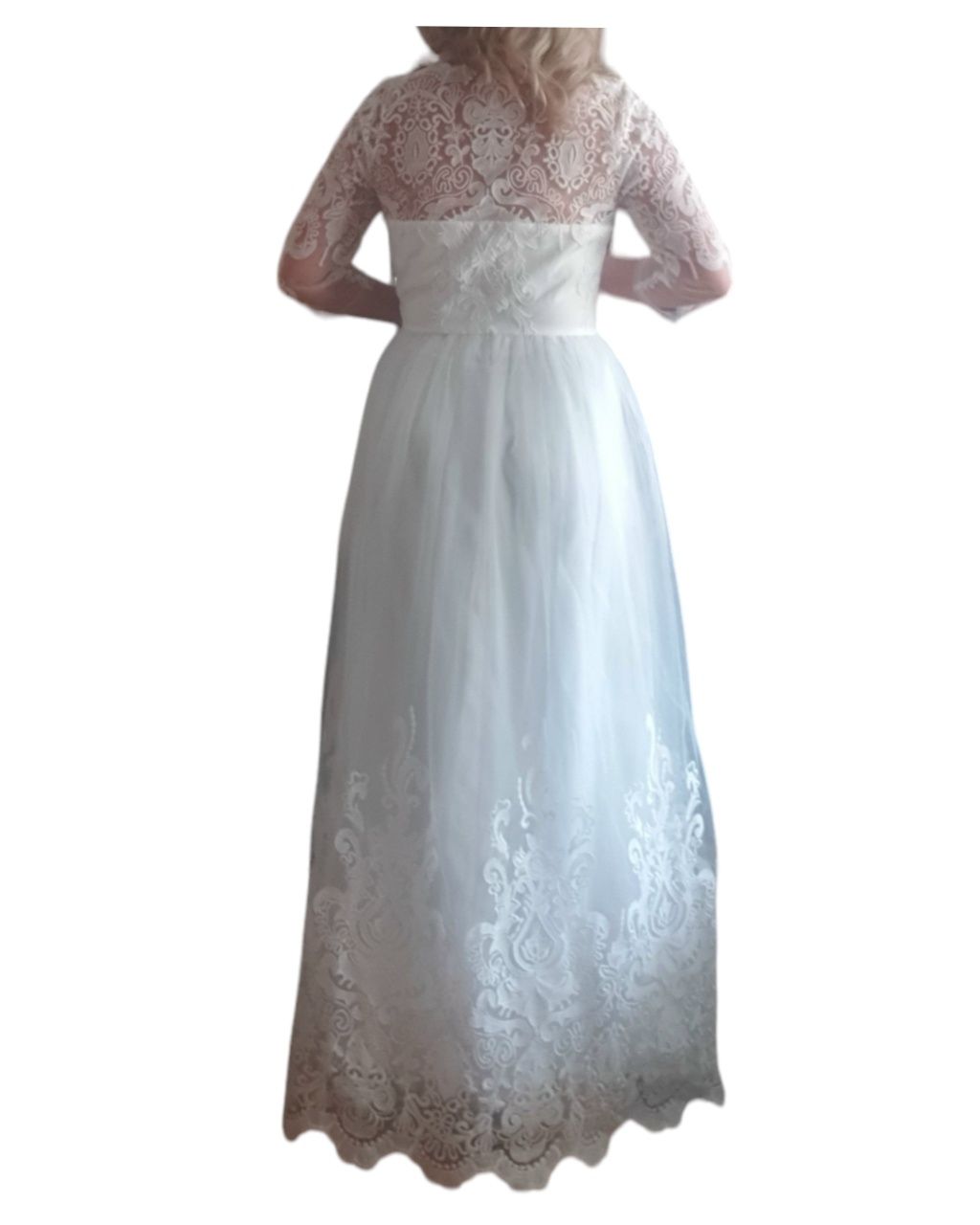 Nowa suknia ślubna biała z koronką l-xl