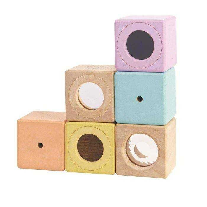 Klocki sensoryczne interaktywne pastelowe Plan Toys Montessori