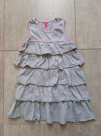 Sukienka letnia szara falbanki firmy 5-10-15,rozmiar 110,stan bdb