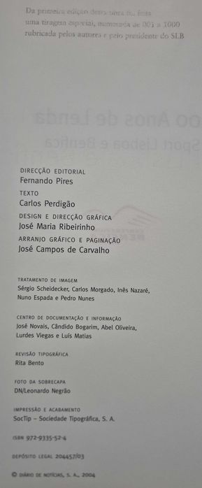 Livro "Sport Lisboa e Benfica 100 Anos de Lenda 1904 | 2004"