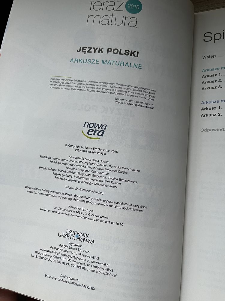 Teraz matura - nowa era - język polski - arkusze maturalne