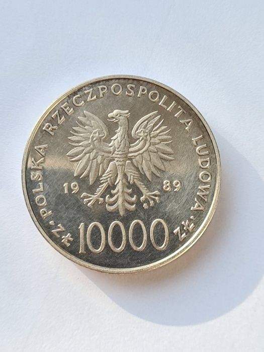 Srebrna moneta Jan Paweł II / 10000 zł / 1989 / Pastorał / Gruby Krzyż