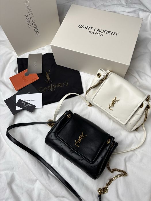 Сумка YSL Yves Saint Laurent Nolita Bag шкіра | чорна, біла