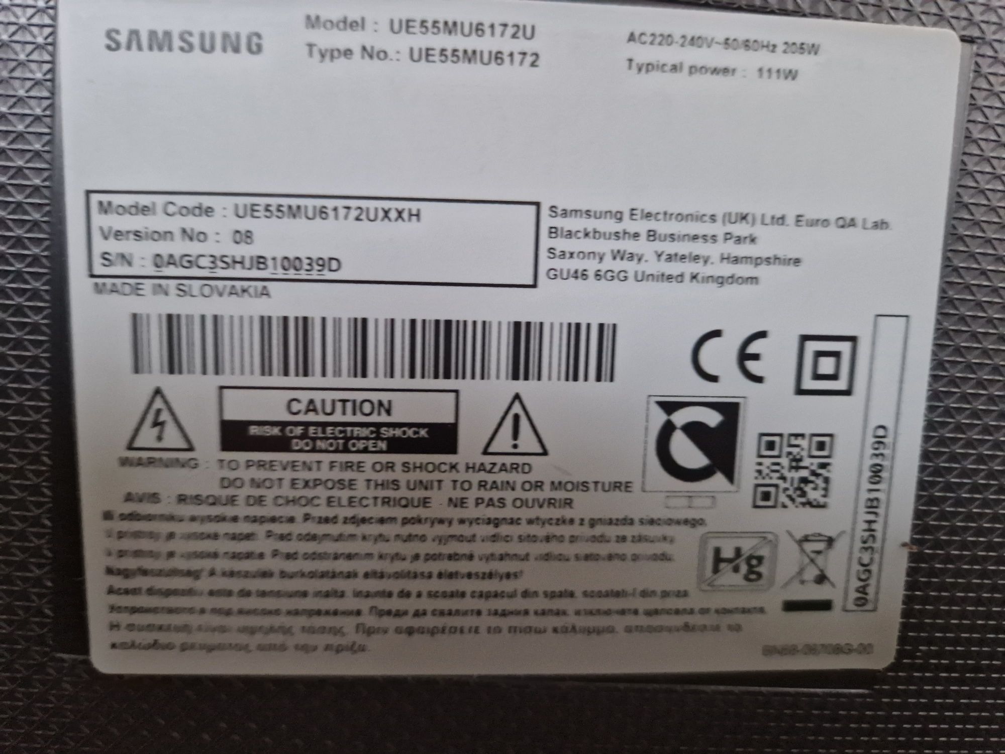 Tv Samsung UE55MU6172 smart tv