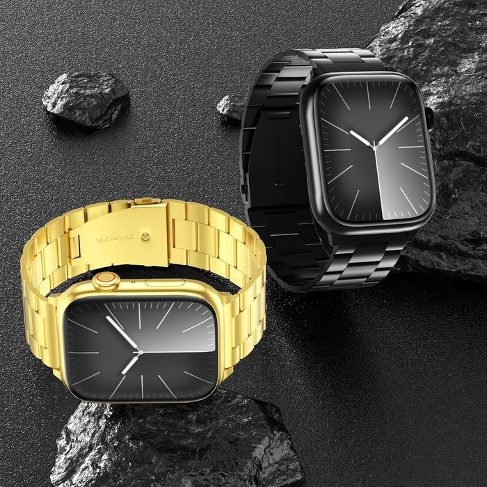 Pasek do Apple Watch Stal Regulowany 42-49 mm Czarny Złoty 2 szt