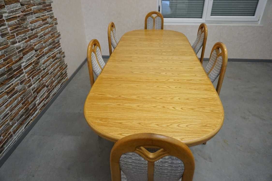 stół owalny rozkładany jasny dąb + 6 krzeseł -10%