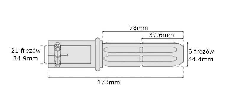 Adapter redukcja wałka WOM 21 frezów 34,9mm / 6 frezów 44,4mm