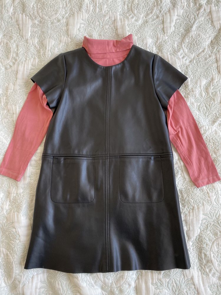 Шкіряна сукня сарафан для школи поло шкільна форма Zara Mango