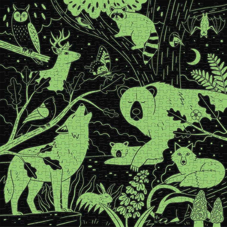 puzzle, las, zwierzęta, 500 szt, 8+, świecą w ciemności, Mudpuppy