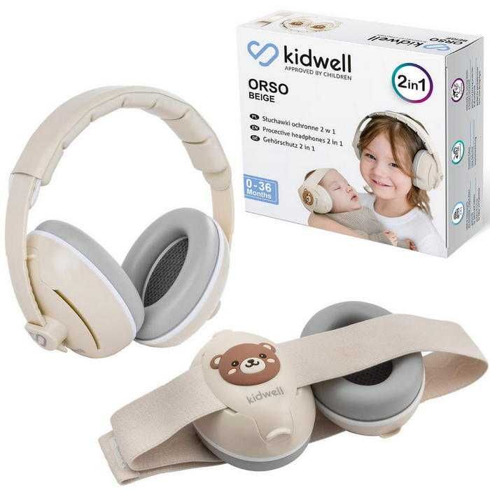 Słuchawki Wygłuszające Ochronne ORSO Beige 2 w 1 Dla Dzieci Kidwell