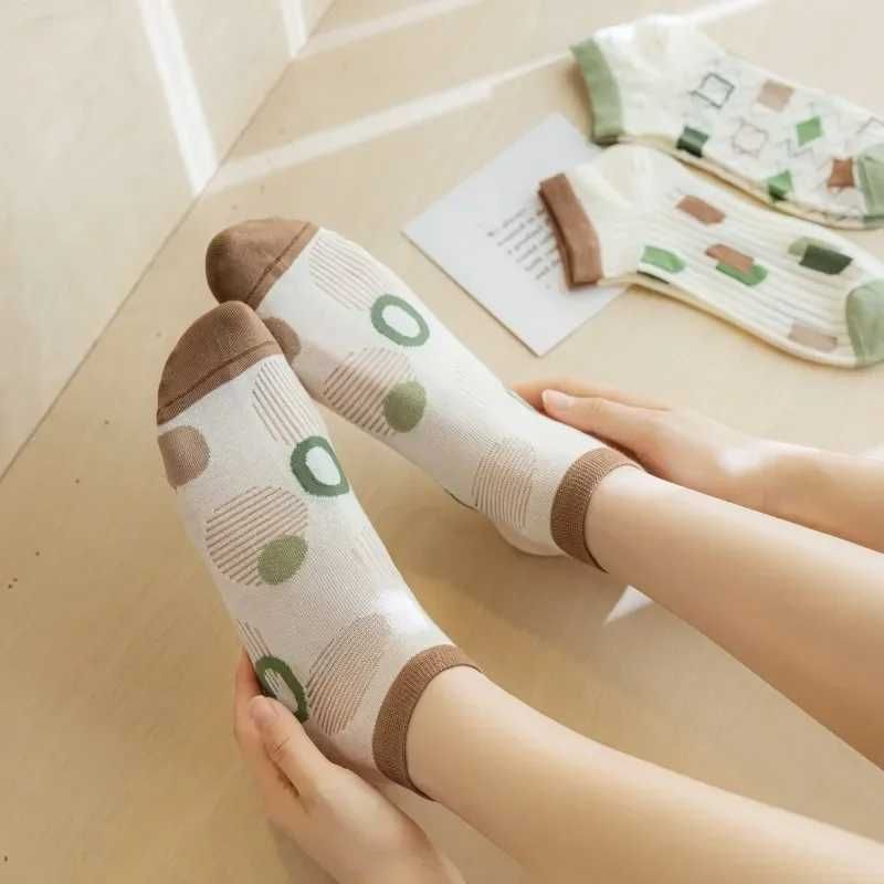 5x женские летние короткие носки цветная геометрия шкарпетки жіночі