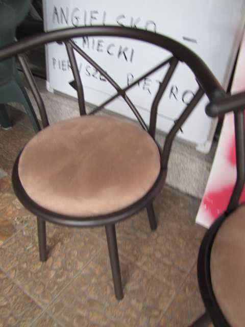 Taboret z oparciem krzesło tapicerowany metalowa rama zestaw 2 szt