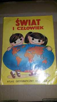 Książka stary podręcznik Świat i człowiek Atlas geograficzny 1989 klas