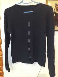 Теплый женский черный пуловер, р 46-48