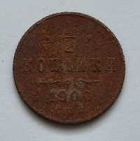 Stara moneta kolekcjonerska 1/2 kopiejki 1900 Rosja