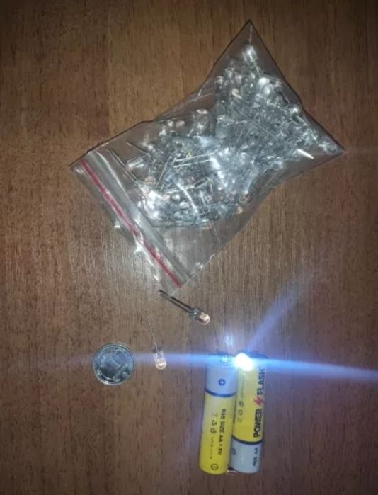 Светодиод 5 мм.  3 вольта- 10шт.