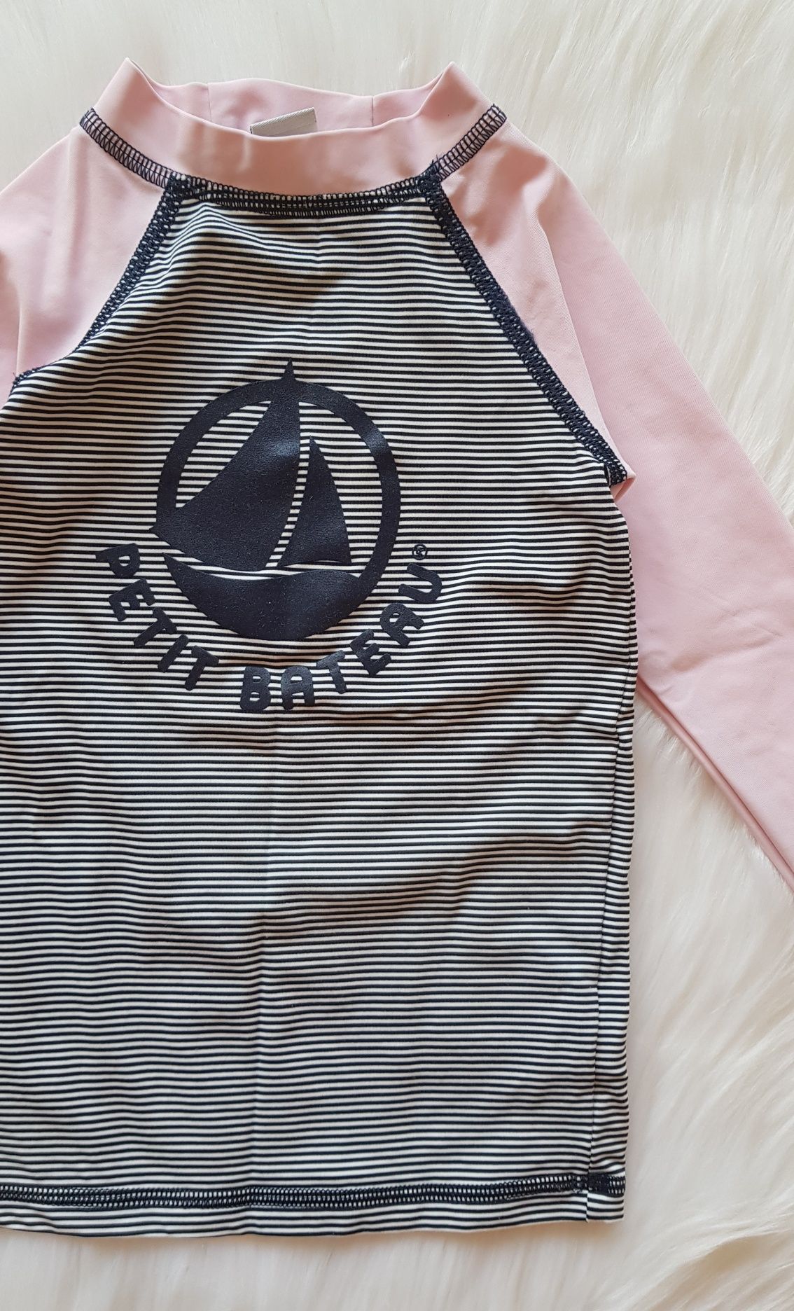 Koszulka UV 92 Petit bateau paski róż kąpielowa