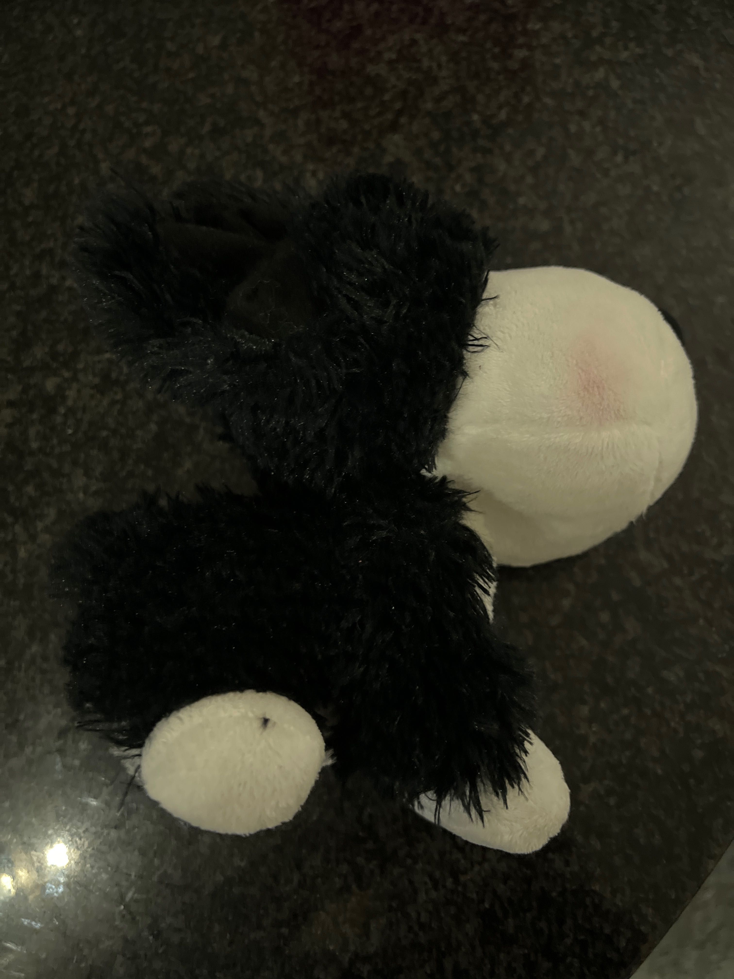 Cao de pelúche de cor branco e preto